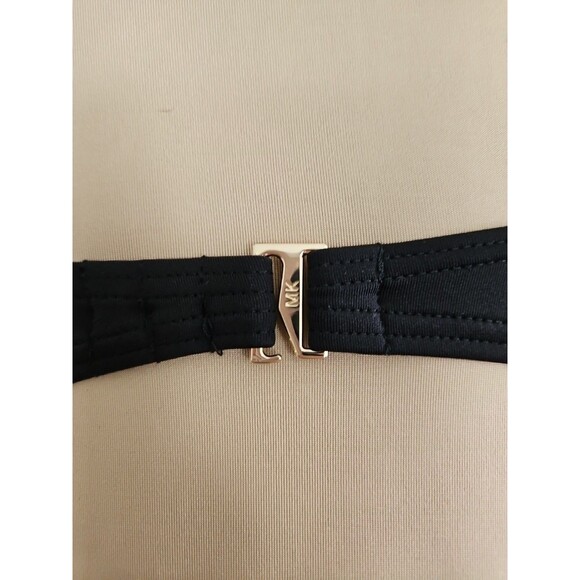 MICHAEL KORS BLACK OPEN SIDES ONE PIECE SWIMSUIT 8 Optional Straps Bandeau Pads - Picture 6 of 12